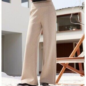 OGL FuzzLuxe Scuba Cozy Wool Blend Layered Look Double Waist Pants Taupe XL
